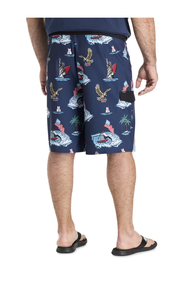 Big & Tall Lennox USA Swim Trunks, Alternate, color, NAVY