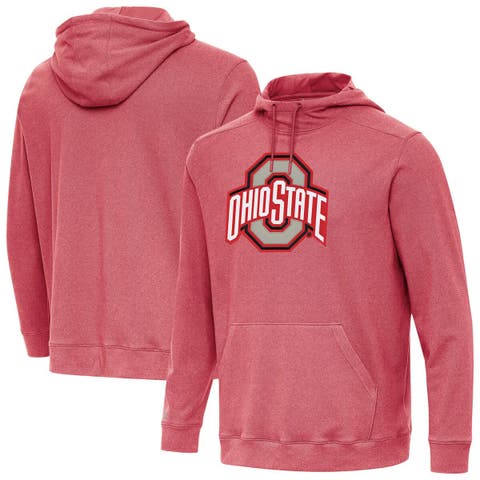 Men's Antigua Heather Scarlet Ohio State Buckeyes Cloud Pullover Hoodie