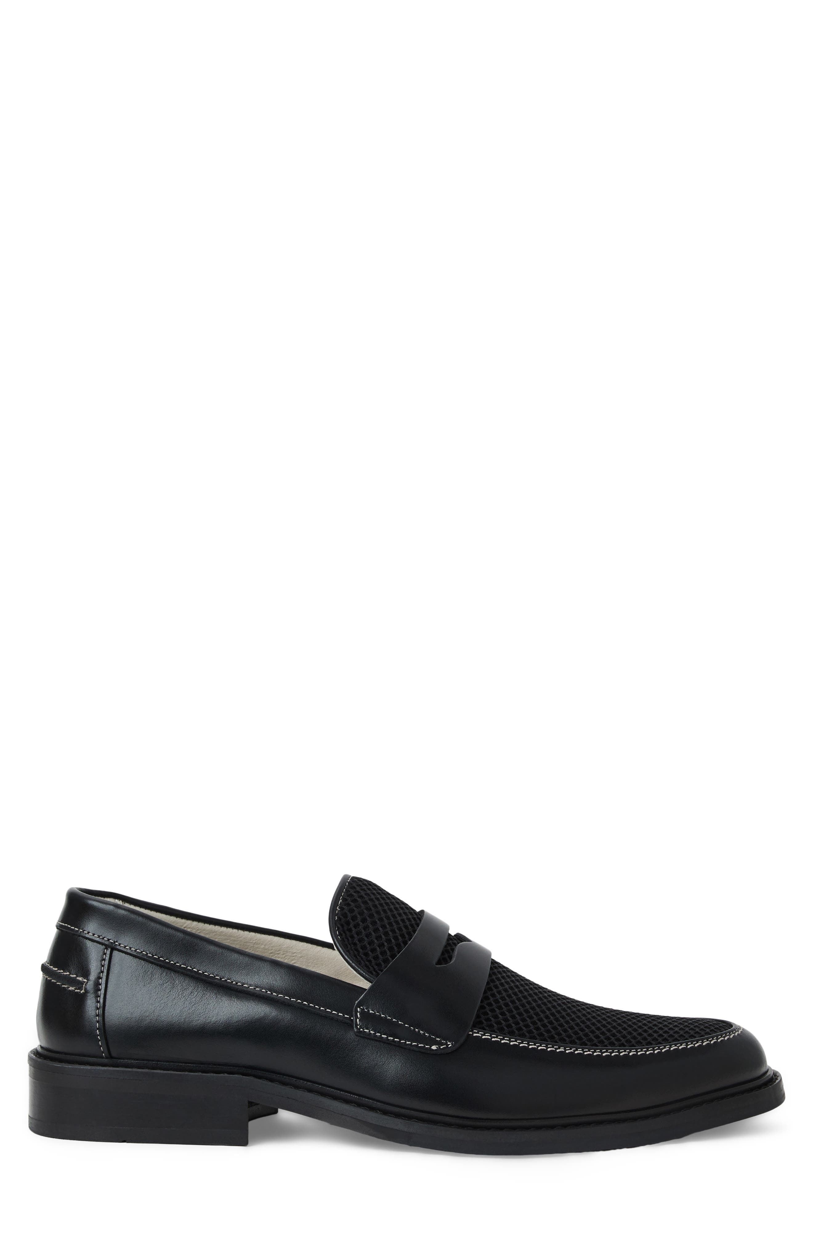 Alex Leather Penny Loafer, Alternate, color, BLACK