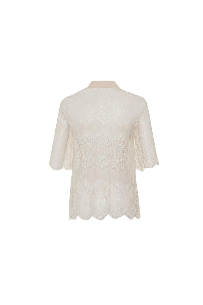 Calliope Lace Camp Shirt, Alternate, color, Ivory