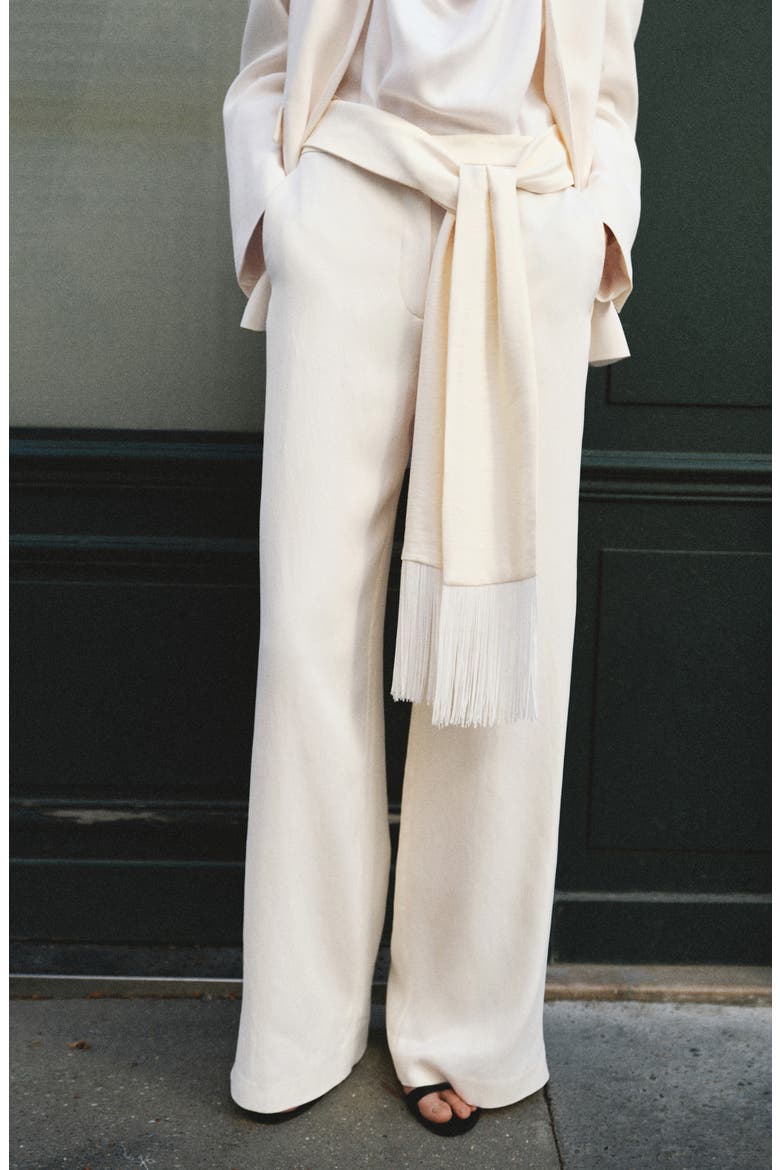Belted Straight Leg Pants, Alternate, color, ECRU