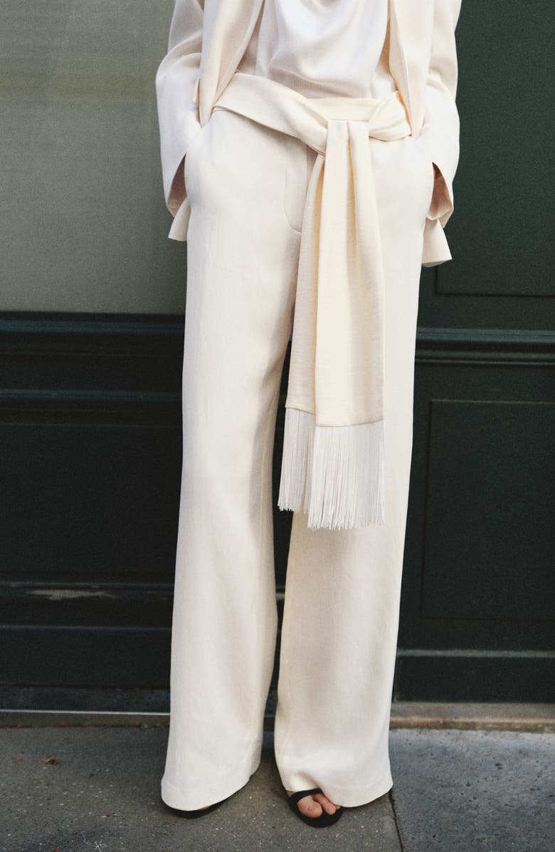 MANGO Belted Straight Leg Pants, Alternate, color,