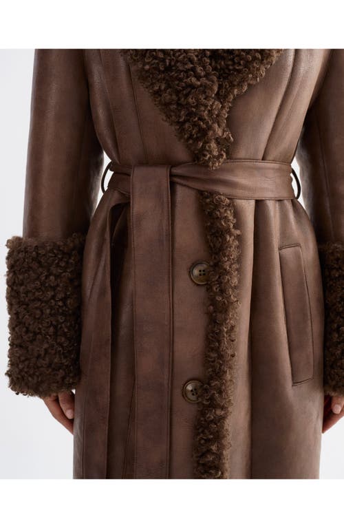 Lamarque Polly | Mixed Media Maxi Coat In Brown