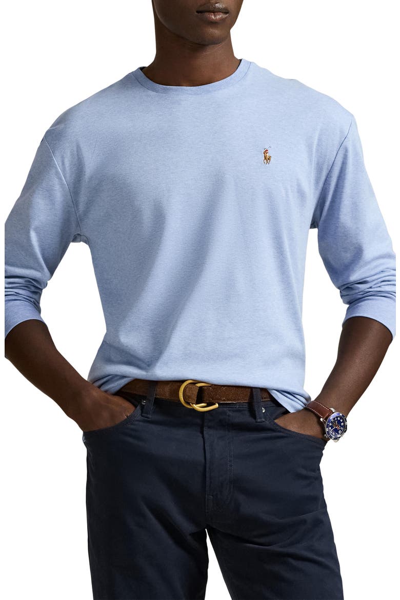 Classic Fit Long Sleeve Cotton T-Shirt, Main, color, BLUE HTR