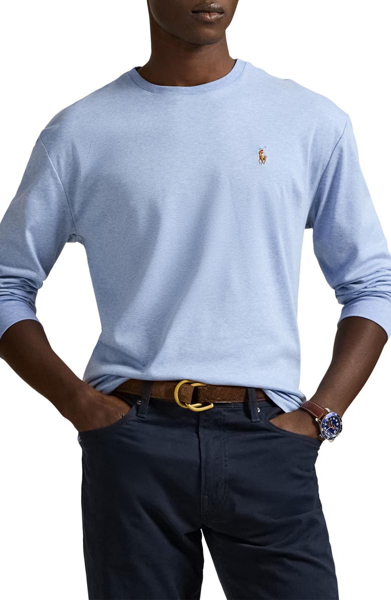 Polo Ralph Lauren Classic Fit Long Sleeve Cotton T-Shirt, Main, color, Isle Heather