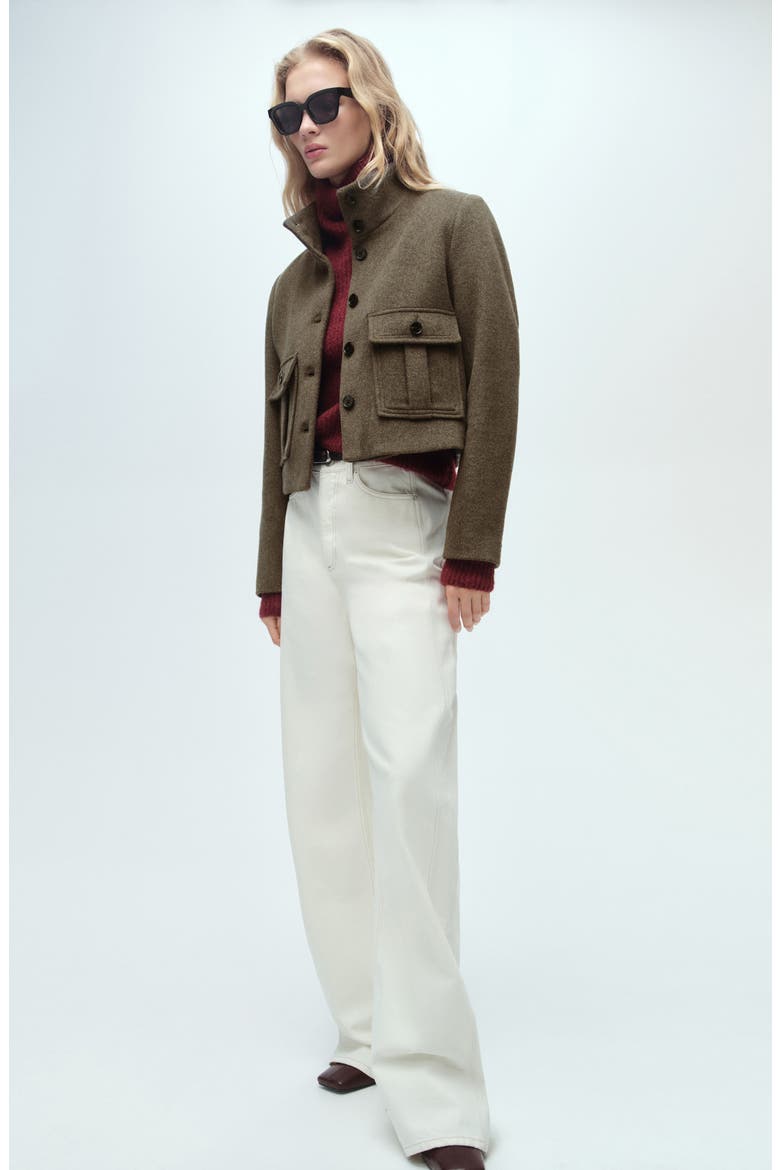 Boxy Crop Jacket, Alternate, color, KHAKI BROWN