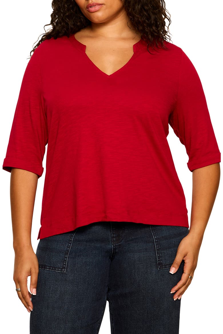 Dolce Notch Neck Top, Main, color, RED BERRY