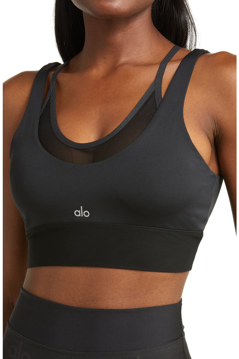 Airlift Double Trouble Sports Bra, Main, color, BLACK