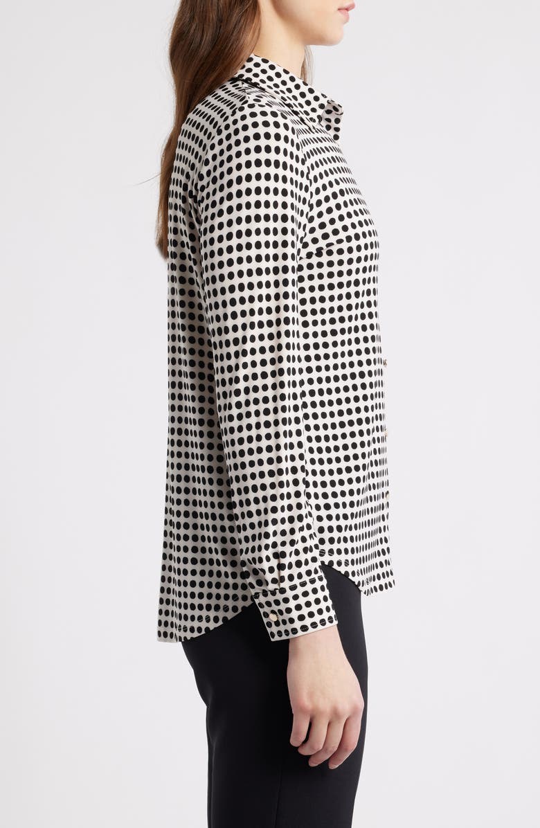 Anne Klein Polka Dot Button-Up Shirt, Alternate, color, White Dove/ Anneblack
