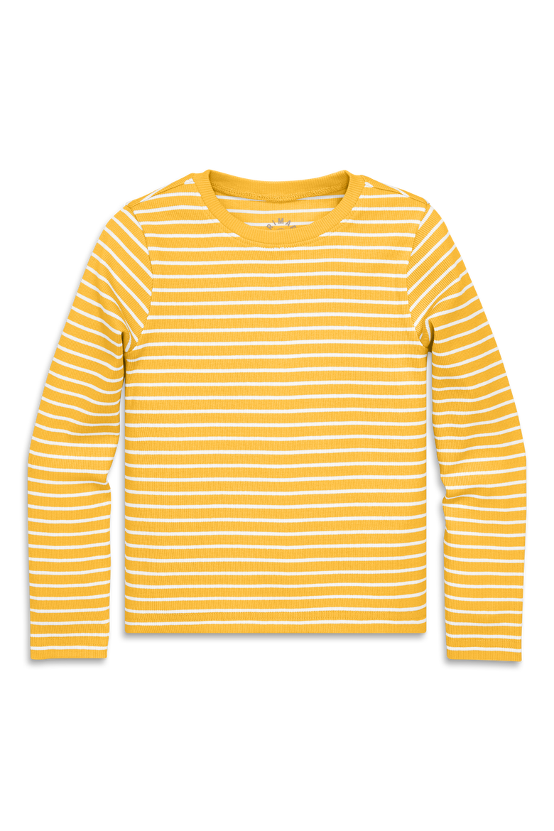 Kids Long Sleeve Rib Tee In Stripe, Main, color, Sunflower Ivory Stripe