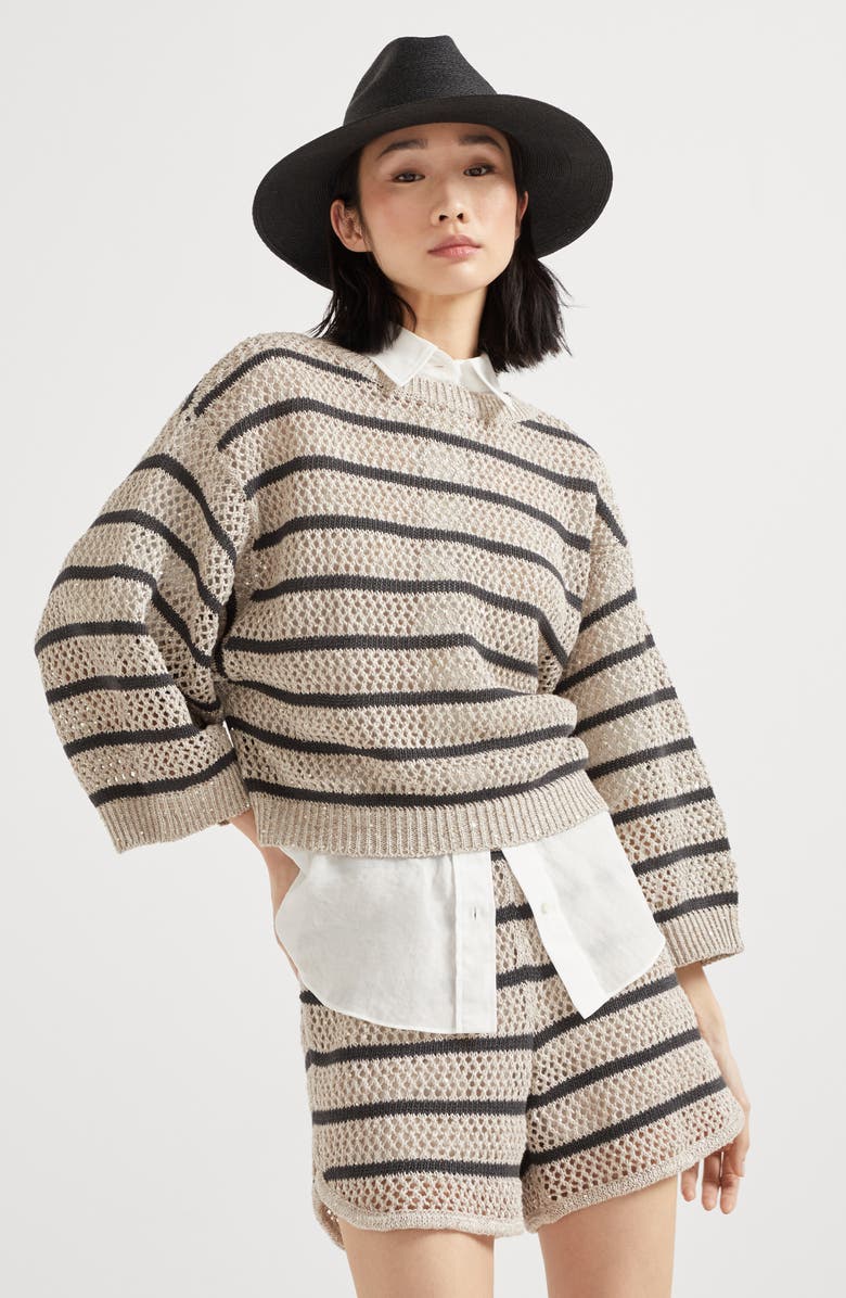 Brunello Cucinelli Dazzling Net sweater, Alternate, color, 