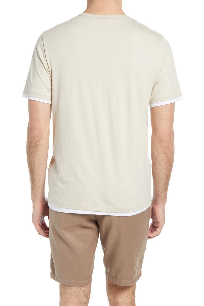 Slim Fit Double Layer Crewneck T-Shirt, Alternate, color, DESERT SAND/ OPTIC WHITE
