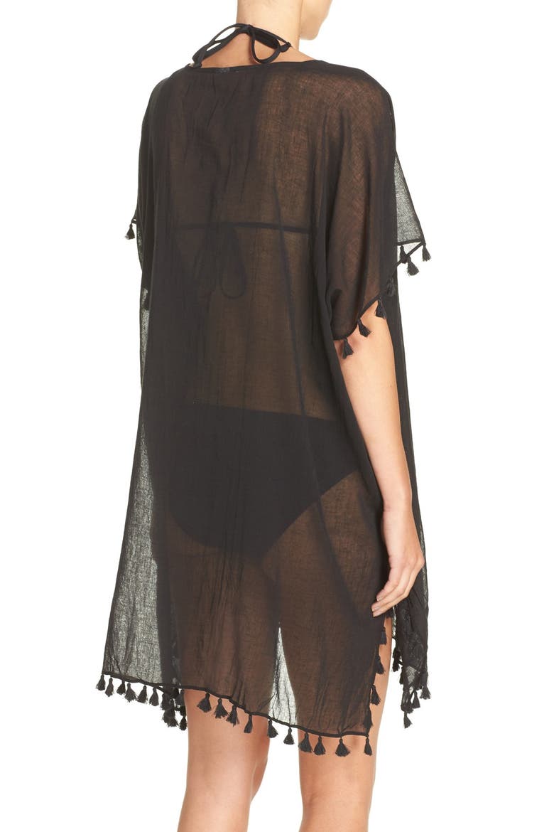 'Amnesia' Cotton Gauze Cover-Up Caftan, Alternate, color, BLACK