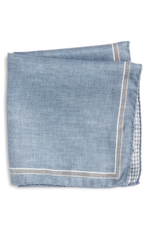Crestwool Solid & Houndstooth Check Reversible Silk Pocket Square