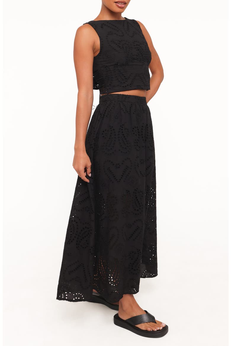 Isabelle Cotton Bow Back Top & Maxi Skirt Set, Alternate, color, BLACK