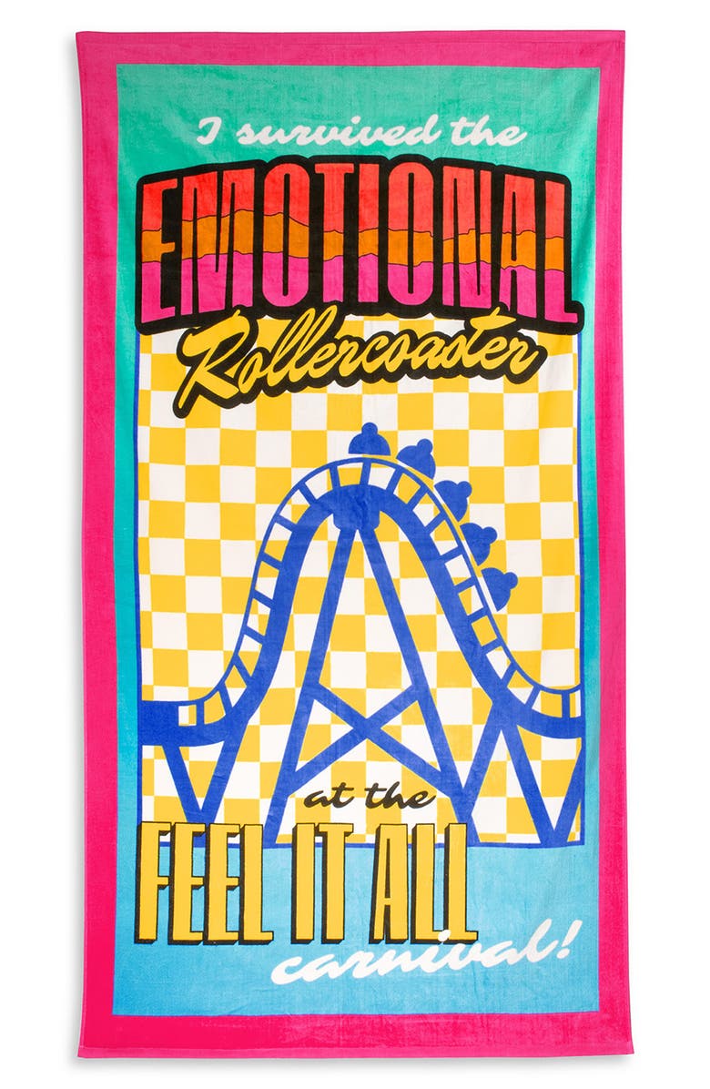 ban.do Emotional Rollercoaster Beach Towel, Main, color, Pink Multi