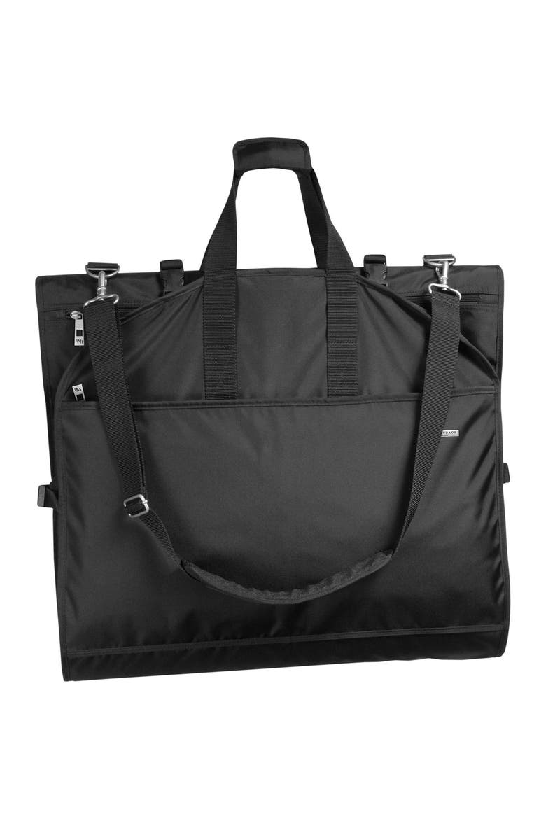 66" Premium Tri-Fold Carry On Destination Wedding Gown Travel Bag with multiple pockets and shoulder strap, Main, color, Black