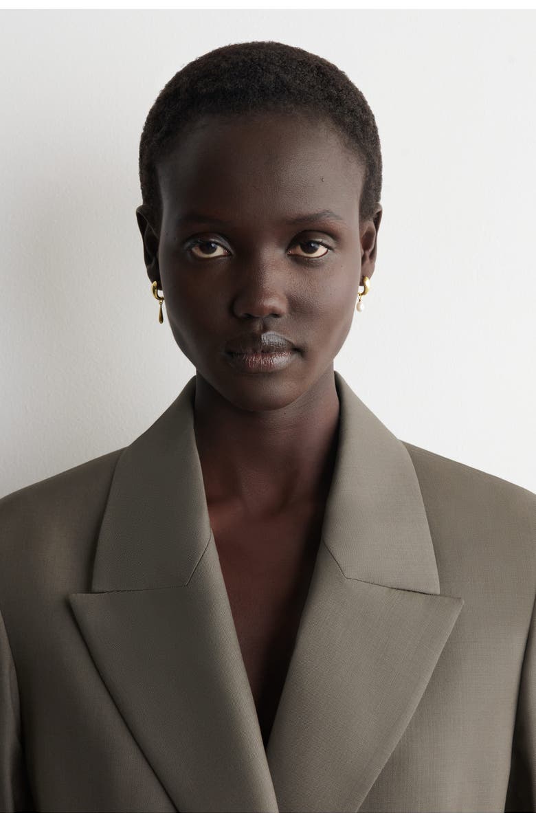 COS Mismatched Teardrop Pearl Hoop Earrings, Main, color, Gold