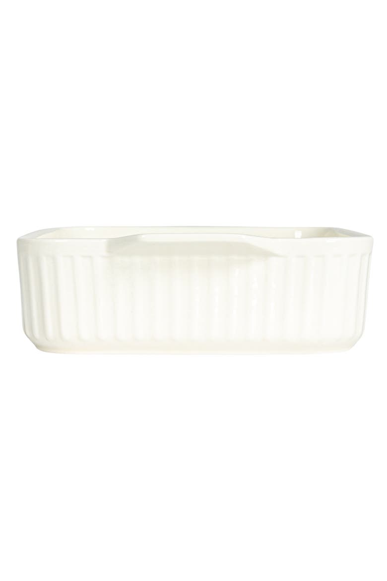 Stoneware Baker with "Good Food Comes To Those Who Bake It ", White, Alternate, color, White