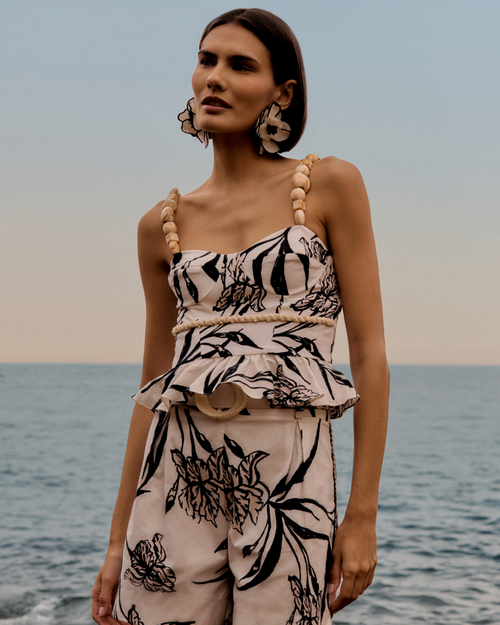Patbo Iris Peplum Top In Off White