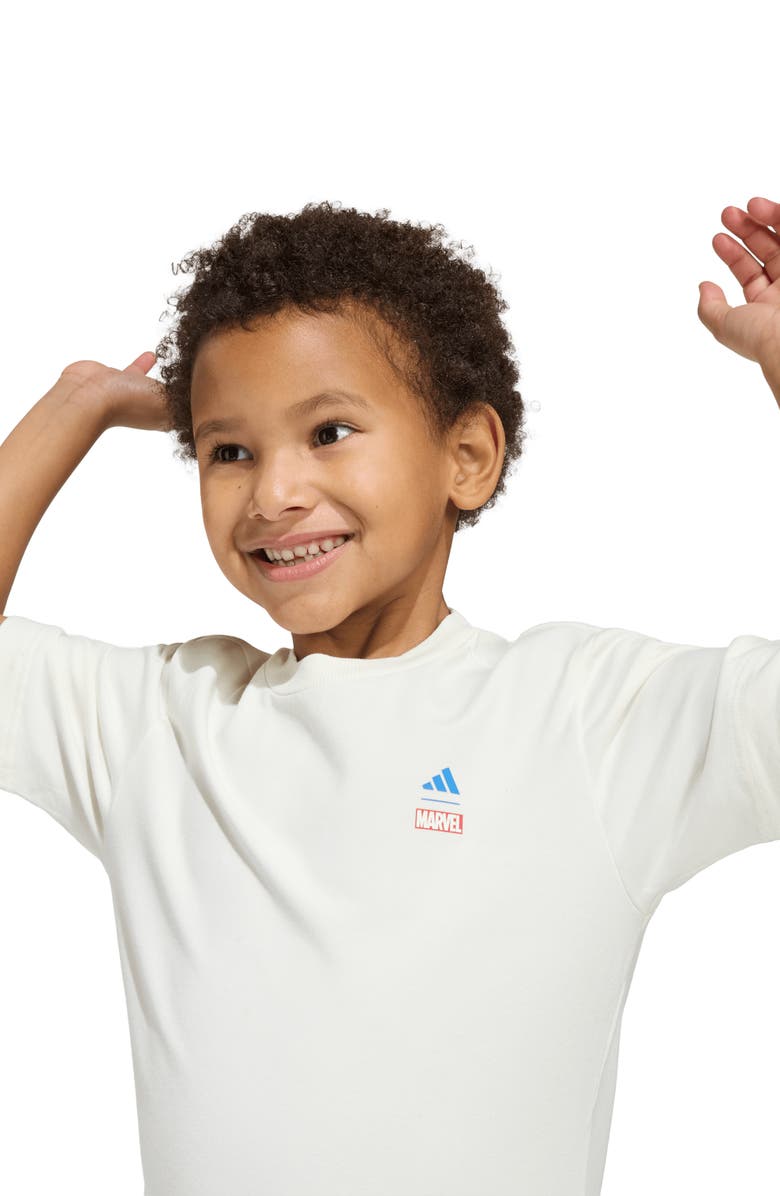 adidas Originals Kids' Avenger's Cotton Blend Graphic T-Shirt, Alternate, color, Off White/ Ray Blue