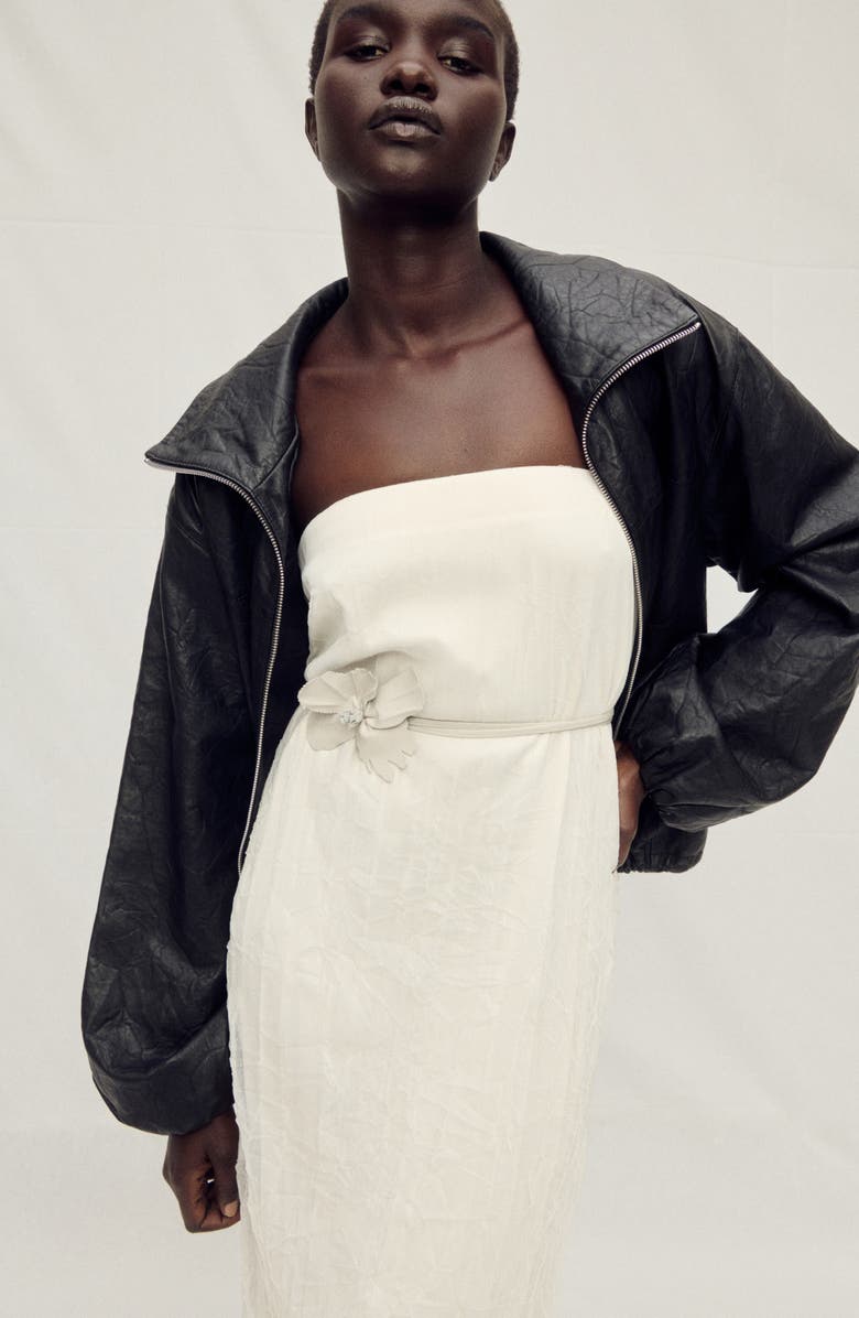 MANGO Flower Thin Leather Belt, Alternate, color, 