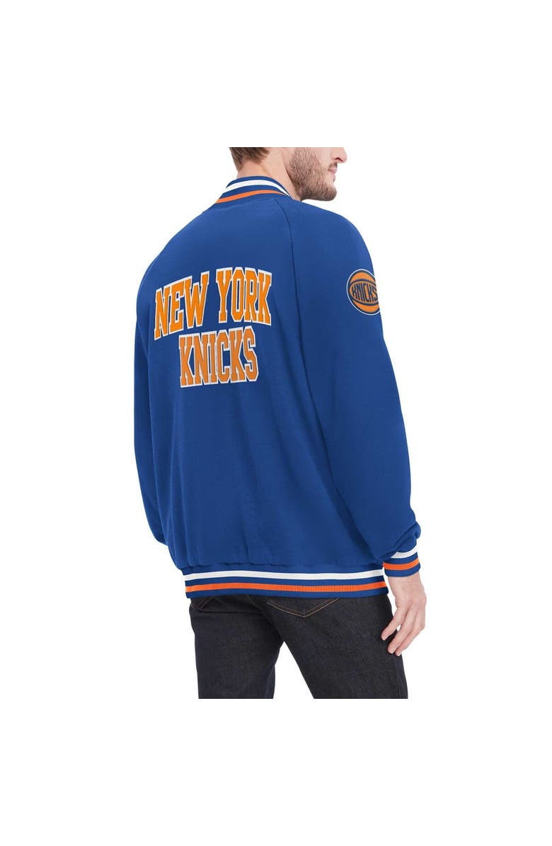TOMMY JEANS Men's Tommy Jeans Blue New York Knicks Dane Raglan Full-Snap Varsity Jacket, Alternate, color, 