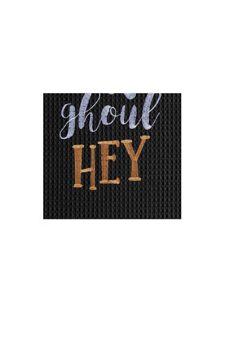 C&F Home Hey Ghoul Hey Ghost Halloween Embroidered Cotton Waffle Weave Kitchen Towel, Alternate, color, Black