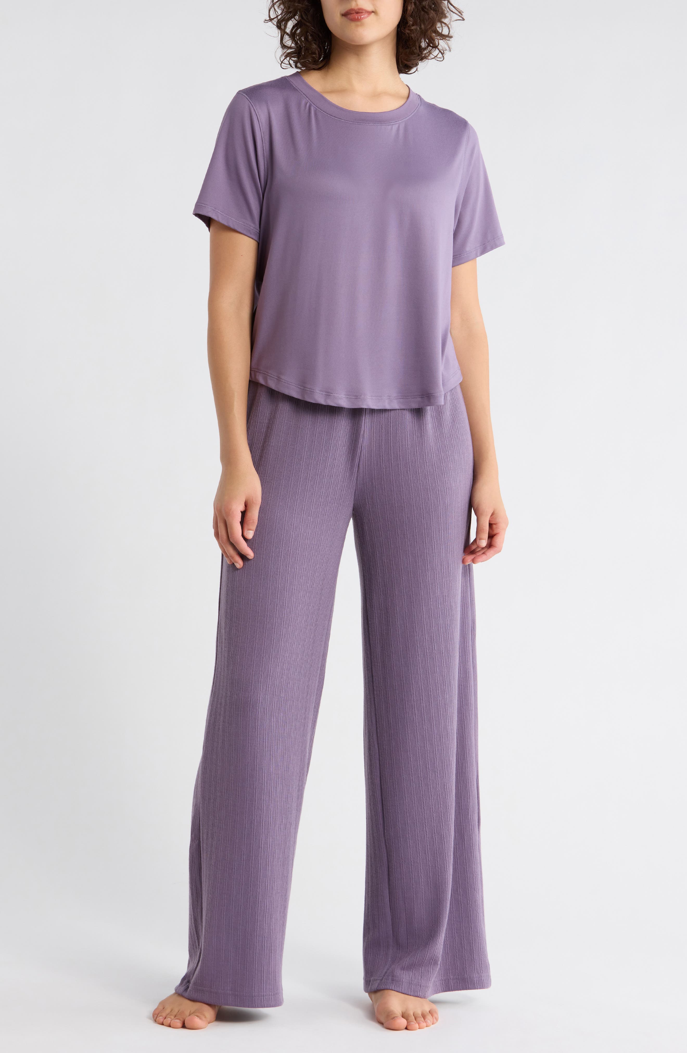 YOGALICIOUS T-Shirt & Wide Leg Pants Pajamas