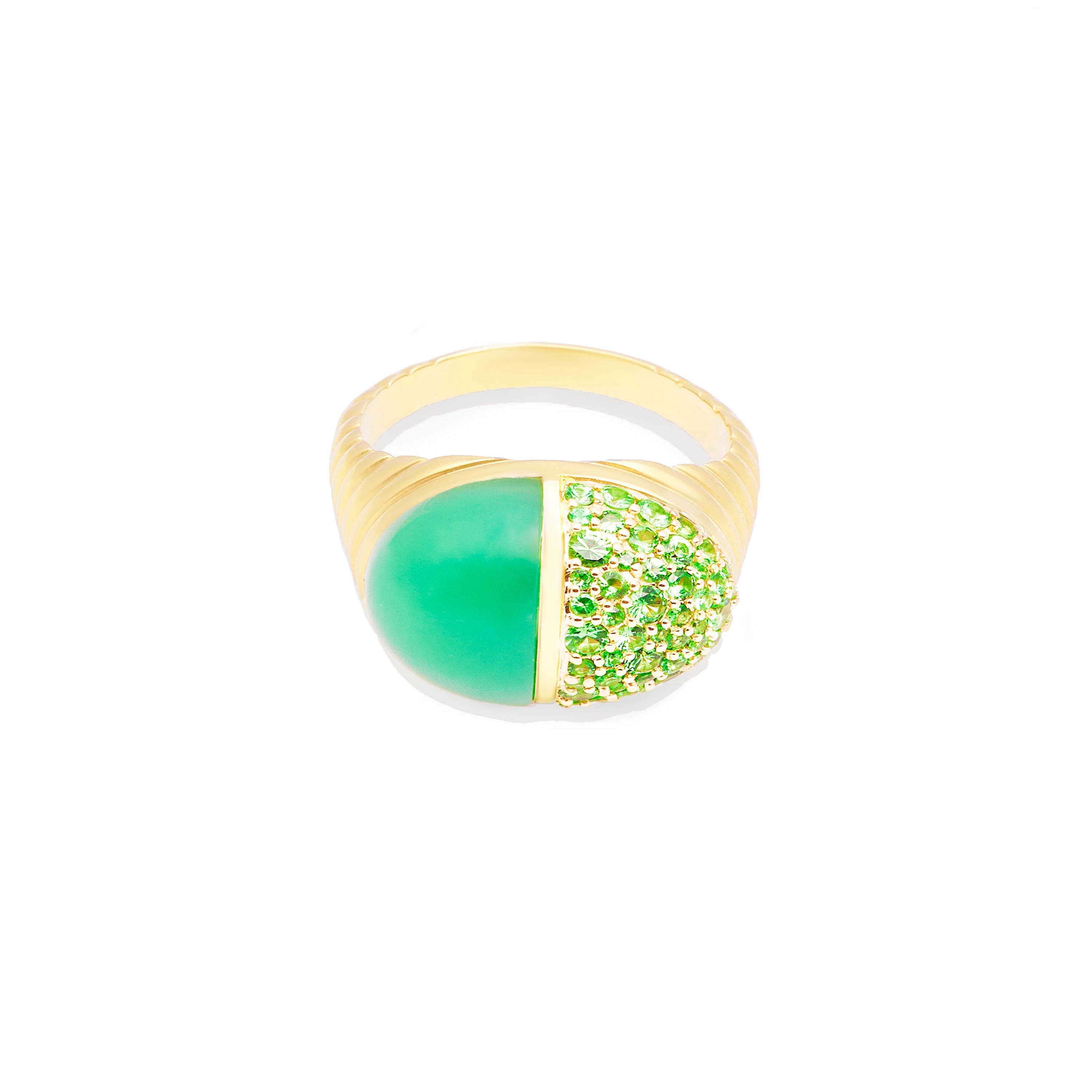 Chrysoprase & Tsavorite-Gold