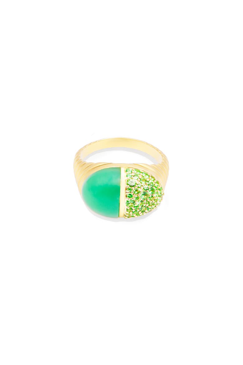 Found Cap Cocktail Ring, Main, color, Chrysoprase & Tsavorite-Gold