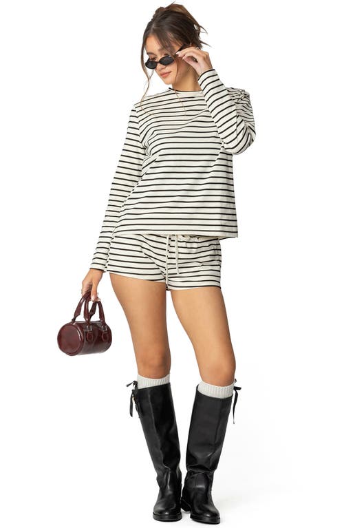 Shop Edikted Jordyn Stripe Long Sleeve T-shirt In Cream
