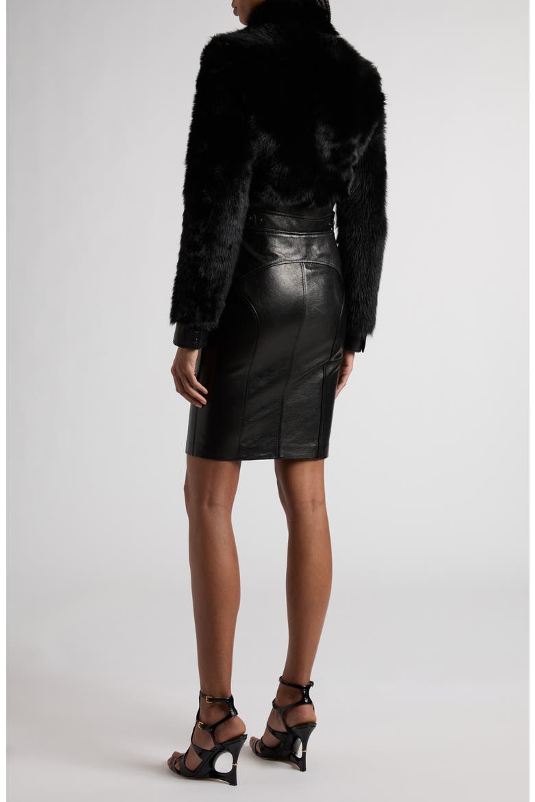 Genuine Shearling & Leather Moto Jacket, Alternate, color, LB999 BLACK