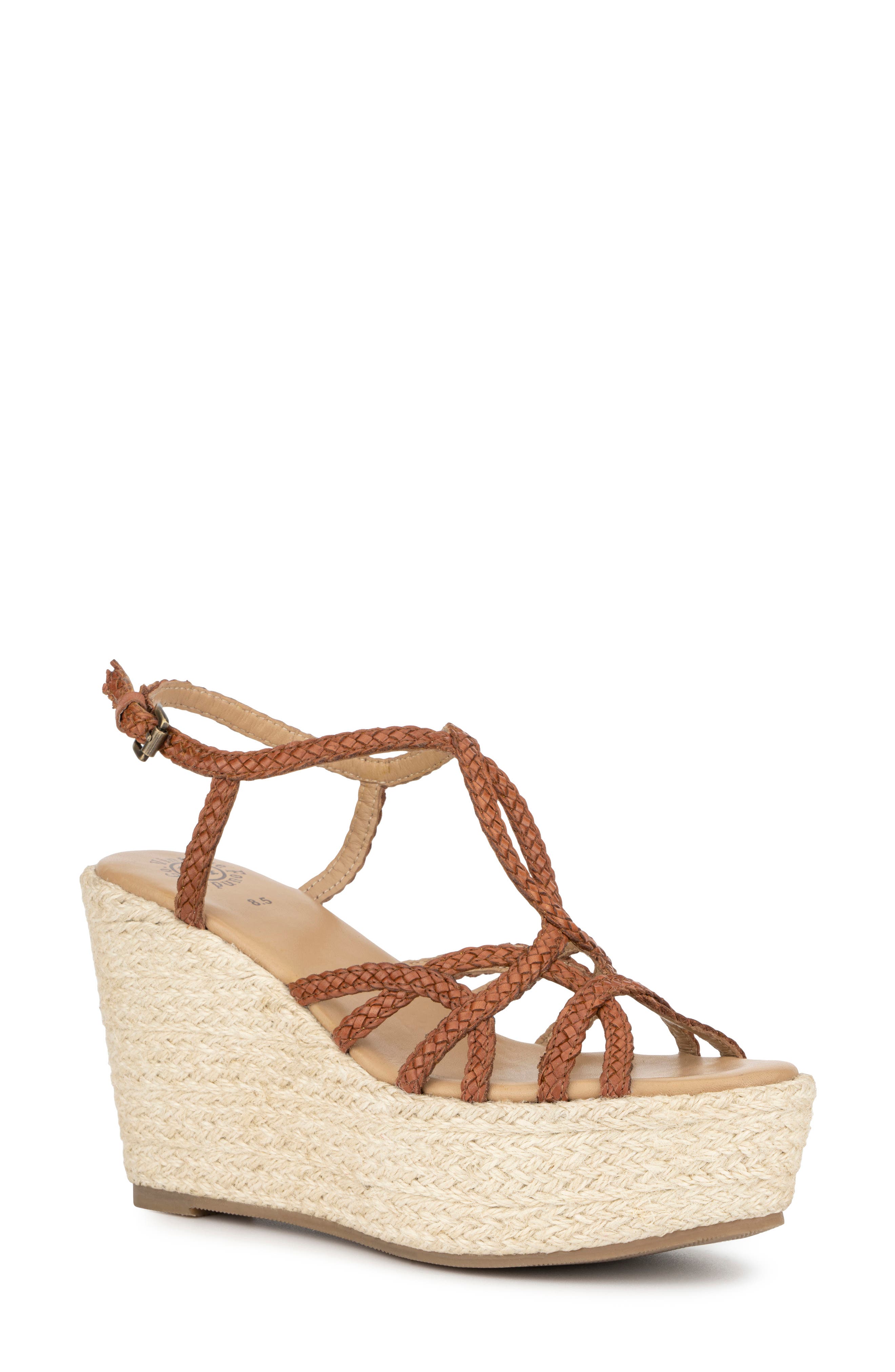 VINTAGE FOUNDRY Eloise Leather Espadrille Platform Wedge Sandal, Main, color, 