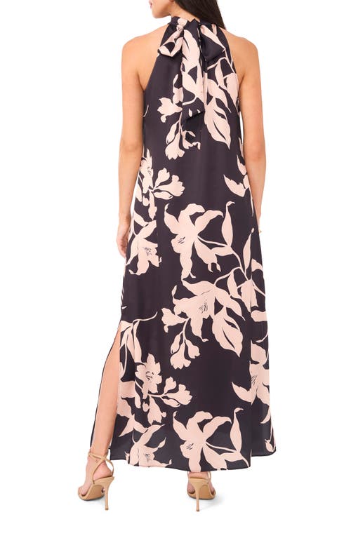 Shop Vince Camuto Floral Maxi Halter Dress In Rich Black