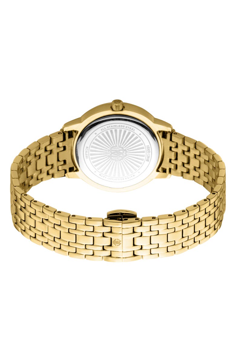 Roberto Cavalli Crystal Bracelet Watch, 32mm, Alternate, color, Gold/Green