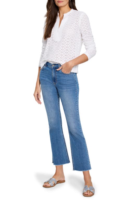 Nic + Zoe Nic+zoe Knit Eyelet Split Neck Top In Paper White