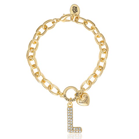 Pavé Initial Charm Bracelet, 7.5'' Gold Tone Link