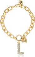 Juicy Couture Pavé Initial Charm Bracelet, 7.5'' Gold Tone Link