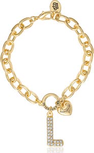 Juicy Couture Pavé Initial Charm Bracelet, 7.5'' Gold Tone Link