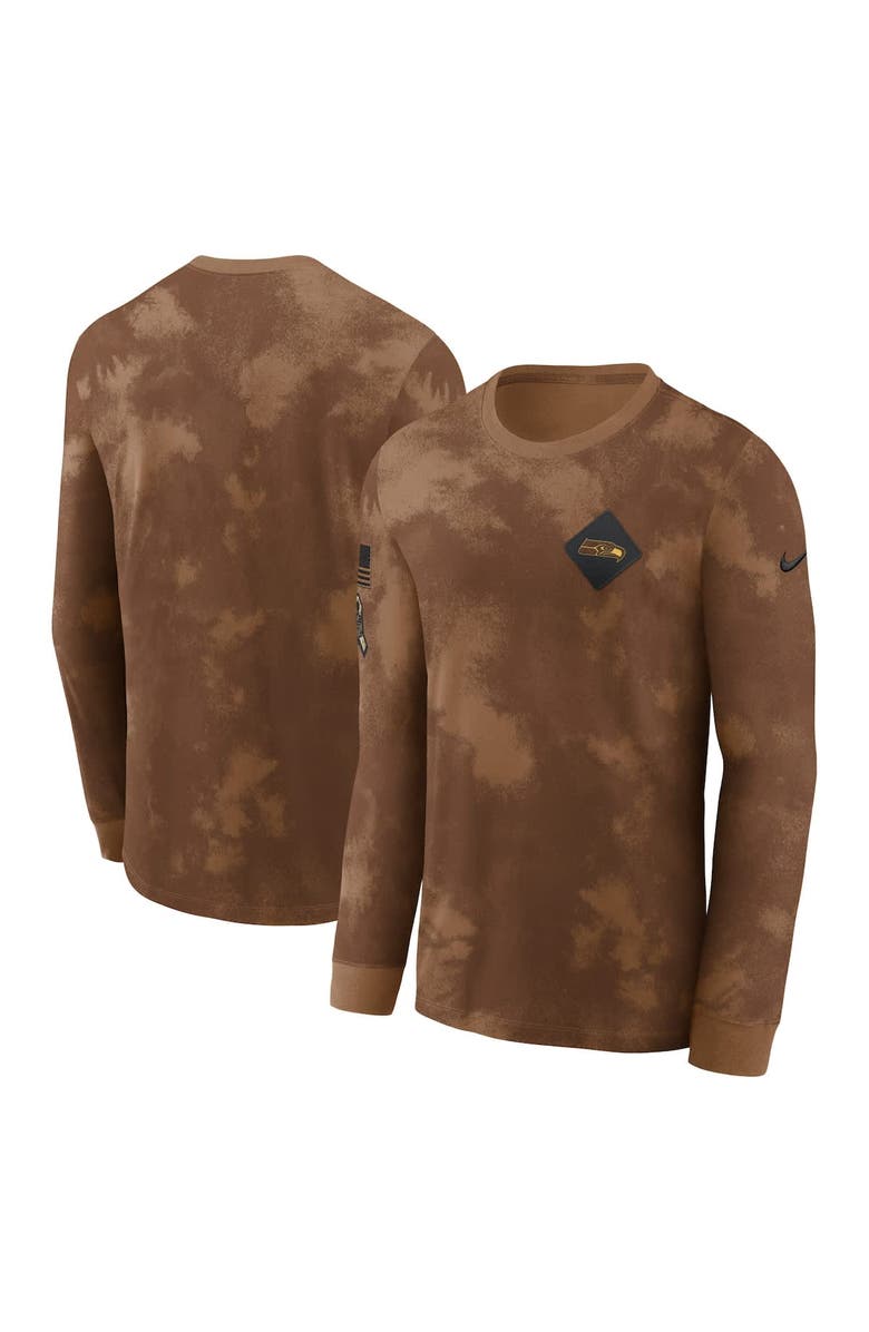 Nike Men's Nike  Brown Seattle Seahawks Salute To Service Long Sleeve T-Shirt, Main, color, 