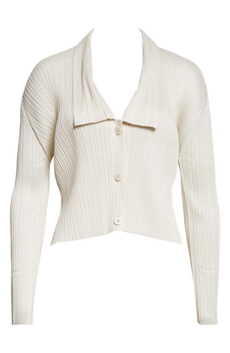 Issey Miyake Monthly Colors May Pleated Button-Up Shirt, Alternate, color, Ivory