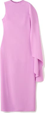 MANGO One-Shoulder Cape Maxi Dress