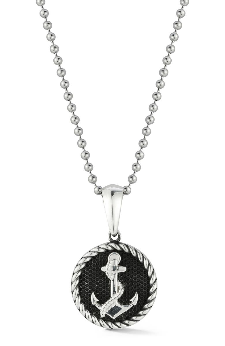 Yield of Men Men's Sterling Silver Oxidized Anchor Pendant Necklace, Main, color, Silver