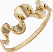 Oradina 14K Solid Gold Stack Ribbon Ring