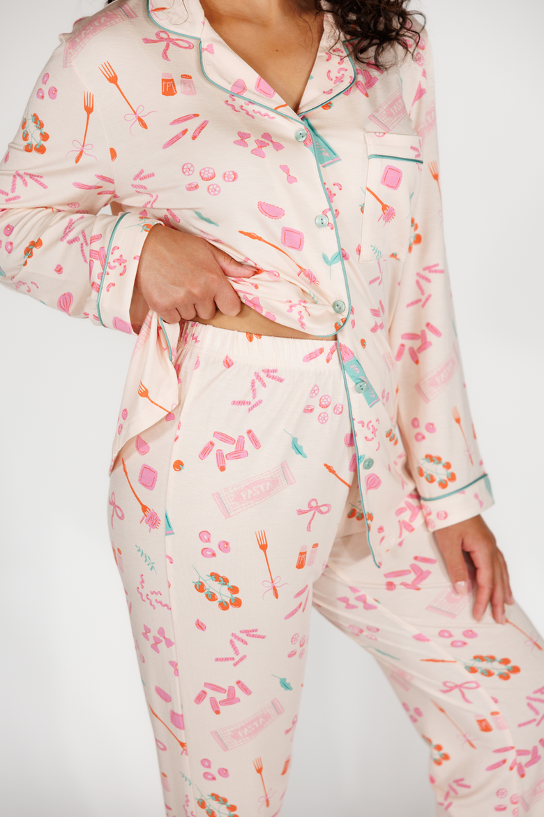 Long Sleeve & Cropped Pant Pajama Set, Alternate, color, Pasta La Vista