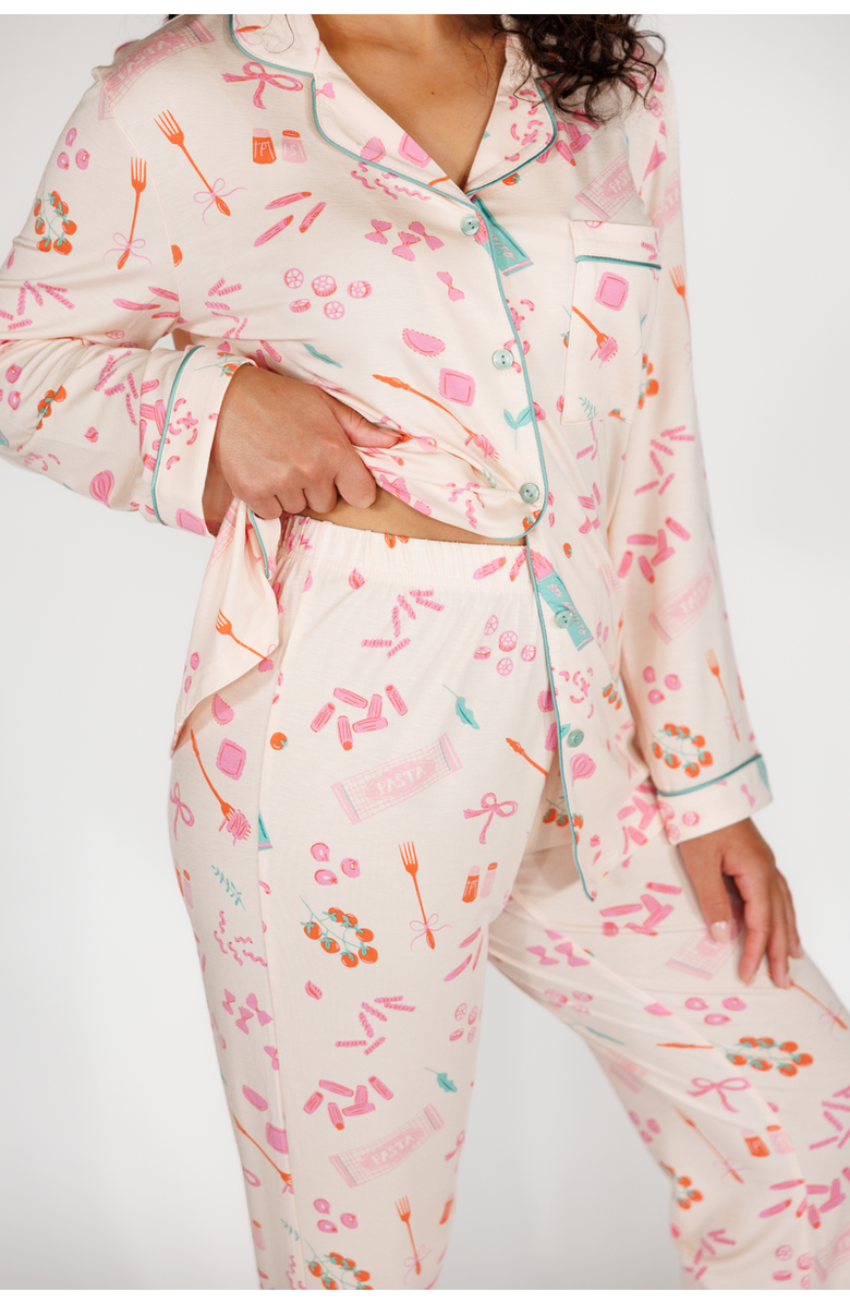 In My Sundays Long Sleeve & Cropped Pant Pajama Set, Alternate, color, Pasta La Vista