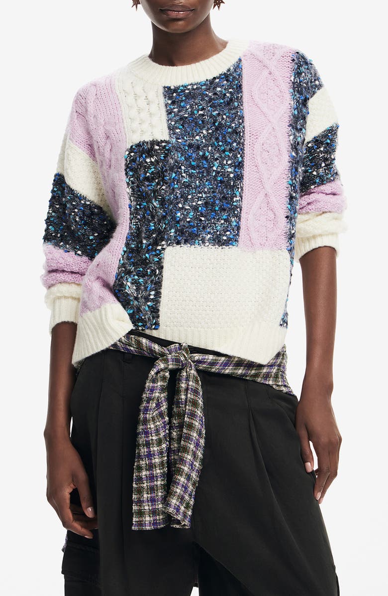 Desigual Edmonton Patchwork Sweater, Main, color, 