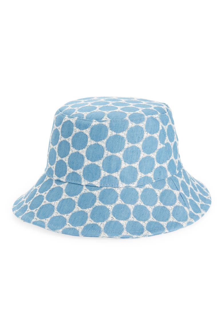 Dot Bucket Hat, Main, color, DENIM DOT