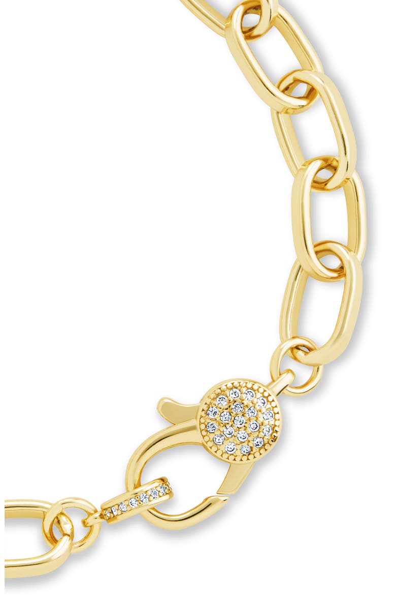 Tove Cubic Zirconia Paper Clip Chain Bracelet, Alternate, color, GOLD